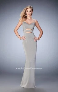 Vestido de noche de platino La Femme 22689 talla 0 nuevo con etiquetas - Imagen 1 de 2