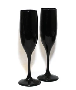 Libbey Champagne Flutes Wine Glasses Premiere Black Set 2 - Picture 1 of 5