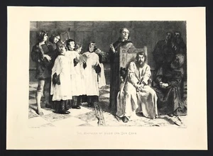 MADNESS OF HUGO VAN DER GOES early etched print 1888 Emile Wauters - Picture 1 of 3