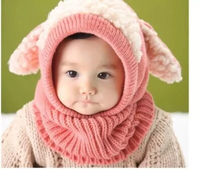 Bebé Niñas Invierno Tejido Bufanda Sombrero Cálido Orejera Gorra para Niños 6-36 Meses Rosa Foto 1 de 3