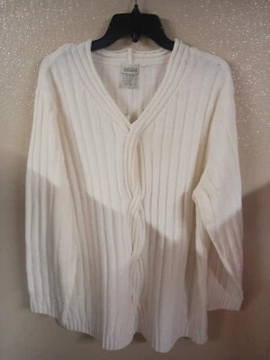 Suéter Pullover Para Mujer Classic Elements Blanco Cuello en V 20/22w Nuevo Con Etiquetas  Foto 1 de 4