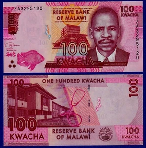 Malawi 100 Kwacha (2020) P-65-New, Prefix ZA REPLACEMENT UNC Note - Picture 1 of 1