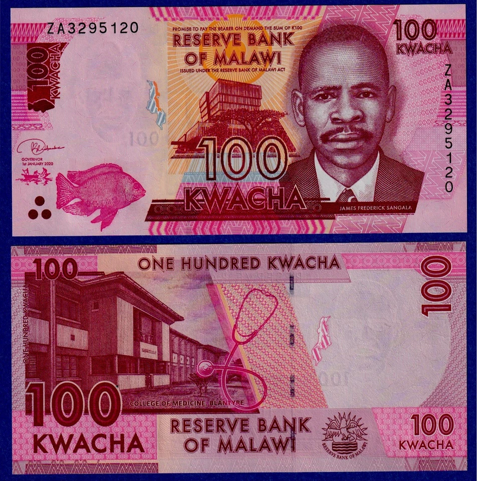 Malawi 100 Kwacha  (2020) P-65-New, Prefix ZA REPLACEMENT UNC Note - Image 1 of 1