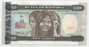 Eritrea 10 Nakfa 24-5-1997 Pick 3 Billete no circulado de la UNC - Imagen 1 de 2