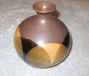 POTTERY CRAFT 70er Jahre Handarbeit Steinzeug 6 1/2" OVALE GLASUR KNOSPENVASE  - Bild 1 von 6