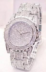 Women's Fashion Diamond Bling Watch Crystal Stainless Steel Strap Ladies Gifts - Picture 1 of 16