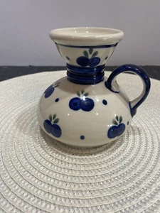 Polish Pottery Candle Holder Boleslawiec Hand Painted Blueberry Polka Dots - Picture 1 of 5