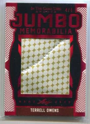 2024 Leaf ITG Used Jumbo Memorabilia Red jm47 Terrell Owens Glove Patch 4/4 - Image 1 of 2