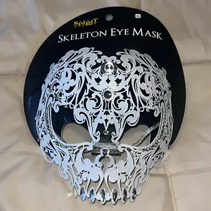 Beautiful White Skull Eye Mask Halloween Skeleton Metal, Rhinestone, Elegant - Picture 1 of 7