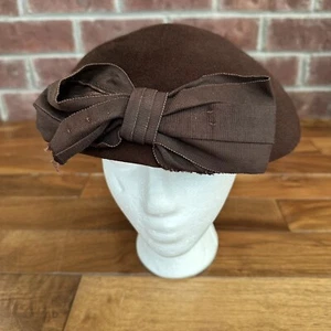 Vintage Glenover Henry Pollak Womens Hat Wool New York Brown Jackie Bow - Picture 1 of 11