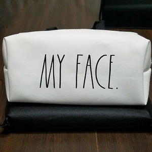 MY FACE Kosmetiktasche von Rae Dunn 10 x 5 x 4,5 weiß schwarz bedruckt - Bild 1 von 12