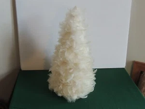 Vintage Christmas Tree White Feather Tree Gold Glitter Tips 20'' Table Top - Picture 1 of 6