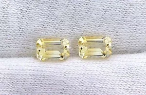 Zwei 6x4 6 mm x 4 mm smaragdgeschliffene natürliche Citrin Edelstein Edelstein EBS4472 - Bild 1 von 1