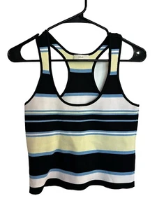 ALC Womens Striped Sleeveless Bandage Knit Tank Top Black Blue White Size ? - Picture 1 of 4