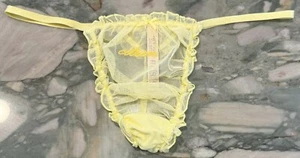 NEW Victoria Secret Dream Angels French Citron Ruffle Mesh V-String - Yellow XL - Picture 1 of 4