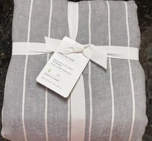 Pottery Barn Belgian Flax Linen Stripe Duvet Cover King/Cal King Flagstone NWT - Picture 1 of 6