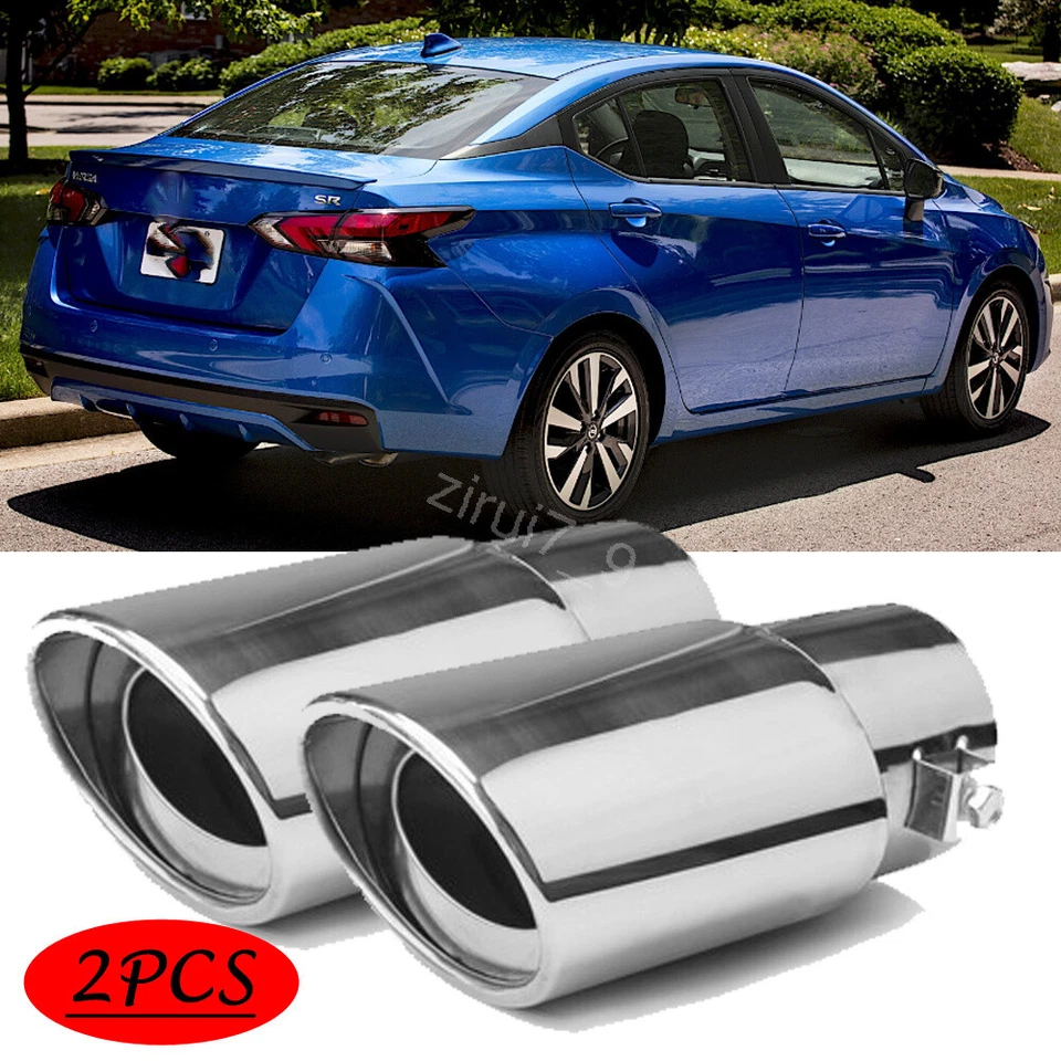 Rear Exhaust Pipe Tail Muffler Tip Round Chrome Stainless Steel For Nissan Versa Foto 1 de 4