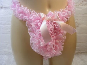 sissy frilly lace panties tanga g string mens lingerie thong knickers all sizes - Picture 1 of 2