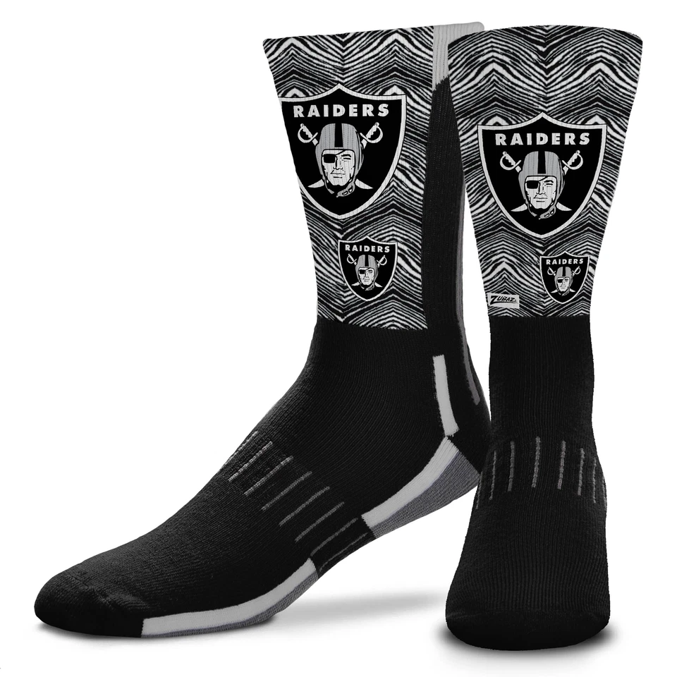 Calcetines Zubaz X FBF NFL Adultos Unisex Las Vegas Raiders Phenom Curve Crew Foto 1 de 1