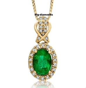 Ruby, Emerald, Blue Sapphire & White Diamond Pendant 17" 10K Gold~925 SS  - Picture 1 of 2