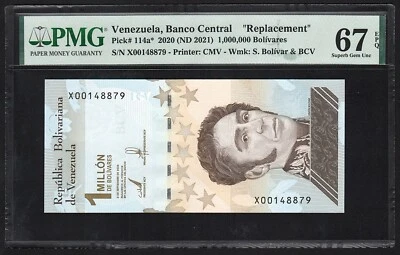 2020 Venezuela, REPLACEMENT, 1,000,000 Bolivares, Pick-114a*, PMG 67 UNC - Image 1 of 4