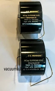 TWO Mundorf MCap 800 VDC SUPREME EVO Silver Gold Oil Capacitor 10 uf 10.0 mfd - Picture 1 of 1