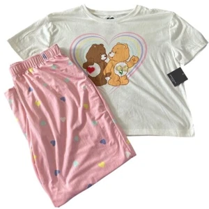 Care Bears Two Piece Pajama Set Womens Size Large Pajamas Shirt Pants Pjs - Picture 1 of 7