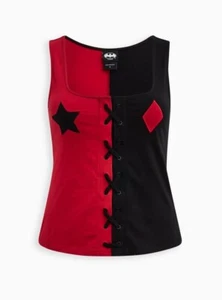 Torrid Harley Quinn Tank Foxy Corset Front Red Black COSPLAY NWT New 2X - Imagen 1 de 11