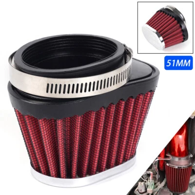 Red 2inch/51mm Air Intake Filter Cleaner Pod For Universal Motorcycle Reusable Foto 1 de 4