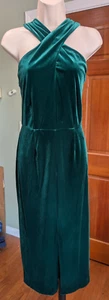 Michael Kors langes Abendkleid dunkel smaragd Samt Gr. M vorne gekreuzt - Bild 1 von 10