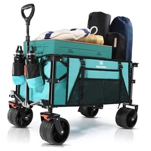 Big Wheels Collapsible Wagon Cart Foldable, Heavy Duty Beach Wagon with - Picture 1 of 7