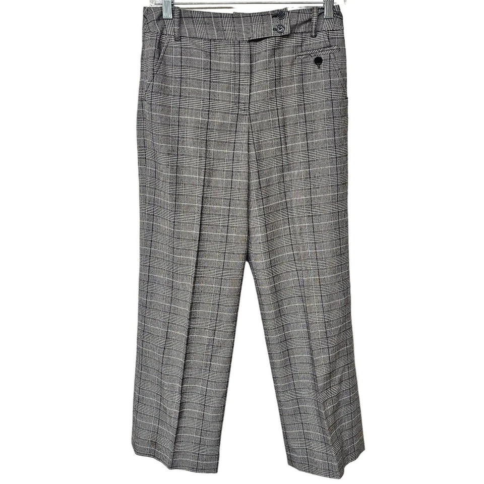 New Directions High Waisted Trouser Pants Pleated Gray Striped Womens Size 4P - Image 1 of 4