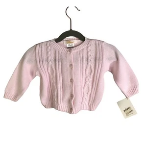 Renzo Cardigan Baby Size 6M Pink Cable Knit Button Front Long Sleeve NWT - Picture 1 of 8