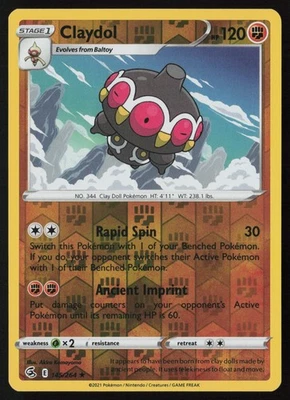 Pokemon Claydol 145/264 SWSH08: Fusion Strike Reverse Holo Pack Fresh - NM - Image 1 of 2