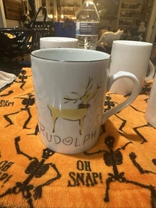 (4) Taza de Reno Pottery Barn RUDOLPH Japón Navidad Coleccionable Retirado - Imagen 1 de 4