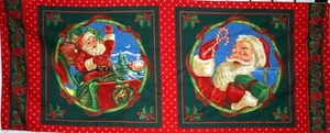 JOLLY SANTA PANEL IN RED - 100% COTTON FABRIC - Picture 1 of 3