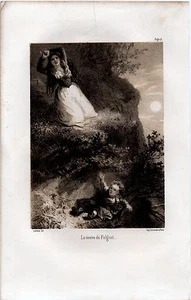 GRAVURE DE 1849 -- LA VEUVE DE FOLGOAT LEROUX IMP. LEMERCIER - Picture 1 of 1