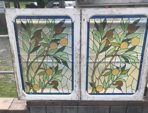 PAIR OF VICTORIAN LEADED STAINED GLASS WINDOWS Cover