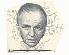 FRANK SINATRA ORIGINAL BLACK INK / PENCIL DRAWING IN DADA STYLE, ARTIST UNKNOWN,