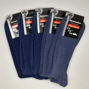5 Paar Socken 100% Baumwolle ohne Gummi Diabetikersocken 2 Blautöne 39 bis 50 - Bild 1 von 2