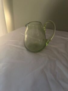 Vintage Williamsburg, Virginia, Blown Green Glass Creamer