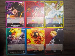 One Piece Card Game English OP-05 Leaders Complete Set Luffy Enel Sabo Sakazuki - Imagen 1 de 2