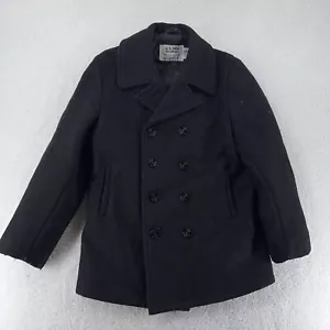 vtg SCHOTT NYC US 740N WOOL PEA COAT military navy JACKET SIZE 40 - Picture 1 of 6