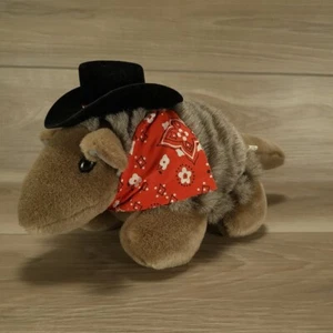 Armadillo Plush Texas Cowboy Plush Stuffed Animal Red Bandana Yippie Yi Yay - Picture 1 of 12