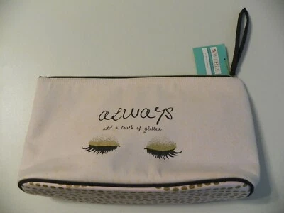Bolsa cosmética grande com zíper Always Add a Touch of Glitter nova com etiquetas por Waverly - Imagem 1 de 4