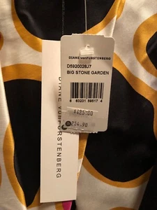 Black SAKS FIFTH AVENUE DVF 6 8 Sm M DIANE VON FURSTENBURG Dress NWT $425 Silk - Picture 1 of 6