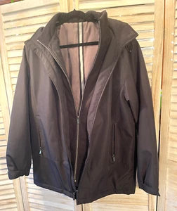 WEATHERPROOF Black Jacket Lined Zip Hood Full Zip Jacket Coat Black Sz M - Picture 1 of 10