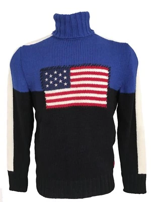 NEW $395 Polo Ralph Lauren Sweater!  *Huge US Flag*   *RARE Made in USA*  Heavy - Image 1 of 3