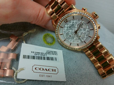 COACH Rose Gold 14501648 Swarovski Crystal Woman Stainless Steel Watch Works! - Image 1 of 4