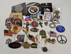 Grandpa's Junk Lot of Pins, Lapel, Flags, Fraternal, 4H, Fun, Political, 35+ - Picture 1 of 16